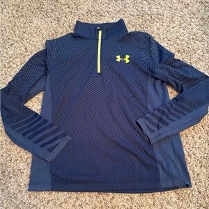 Under Armour Blue Textured Pullover with Yellow Accent
